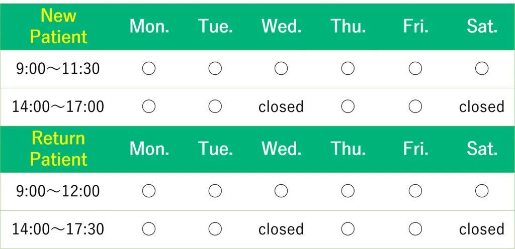 Time table at Emerald Orthopedic and Pain Clinic