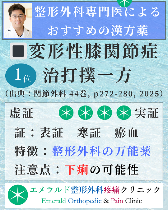 整形外科専門医による変形性膝関節症におすすめの漢方薬 治打撲一方