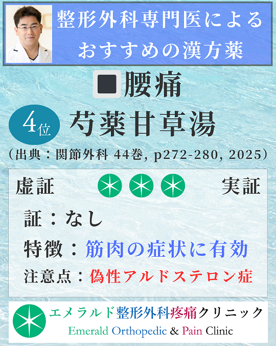 整形外科専門医による腰痛におすすめの漢方薬 芍薬甘草湯
