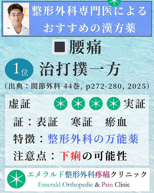 整形外科専門医による腰痛におすすめの漢方薬 治打撲一方